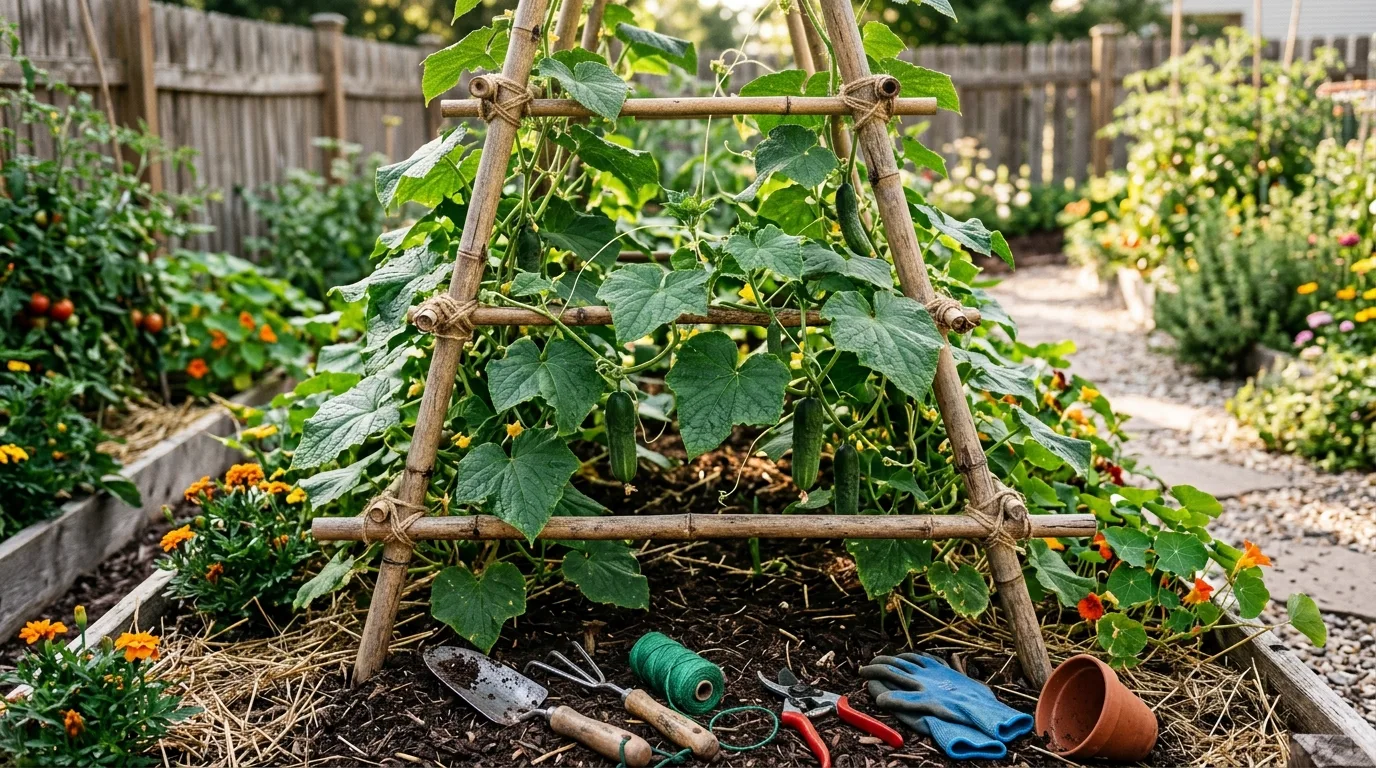 DIY Bamboo Cucumber Trellis